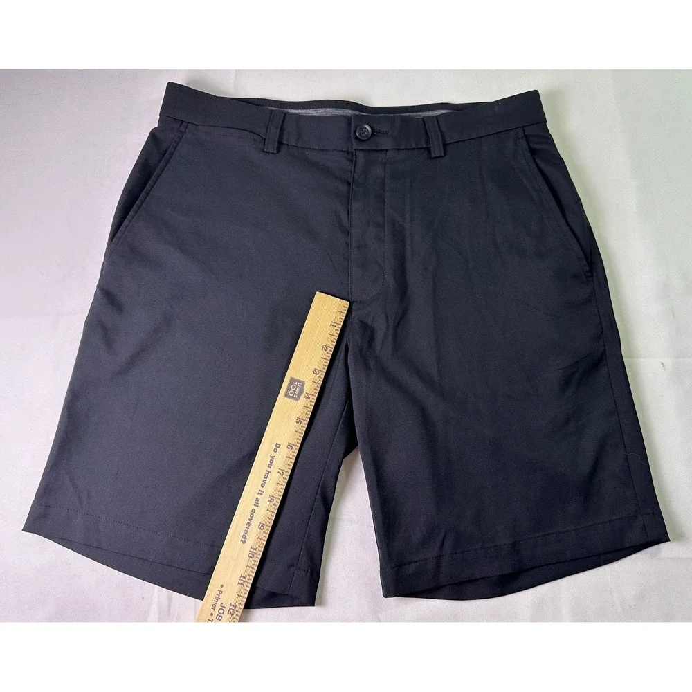 Roundtree & Yorke Performance Shorts Mens 32 Black Golf Stretch Moisture Wicking